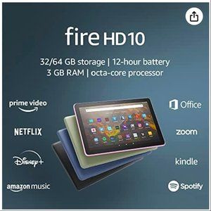 Amazon Fire HD 10 tablet, 1080p Full HD, 32 GB, Black